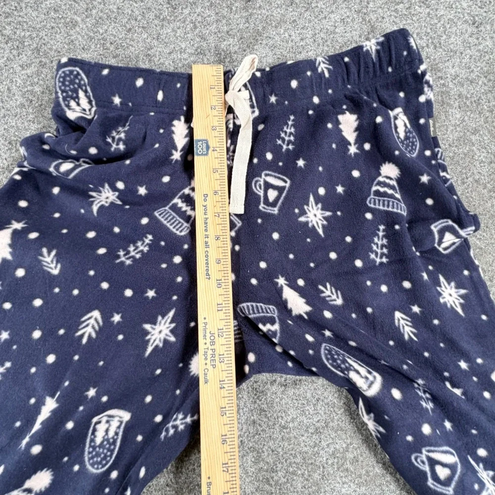 Eddie Bauer Pajama Set Womens L Blue White Stretch Allover Christmas‎ Sleepwear